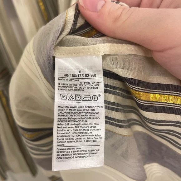 Banana Republic Zephyr Midi Skirt Gauzy Cream Gold Striped Midi Skirt - Picture 10 of 10